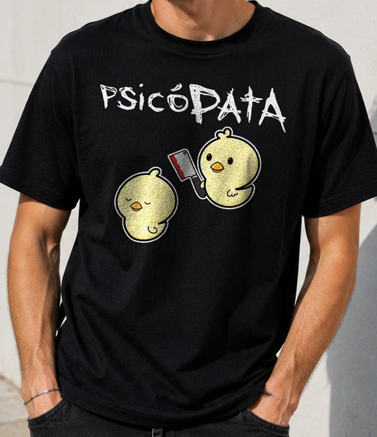 Camiseta PsicóPATA – Regalo de Humor Negro (negra)