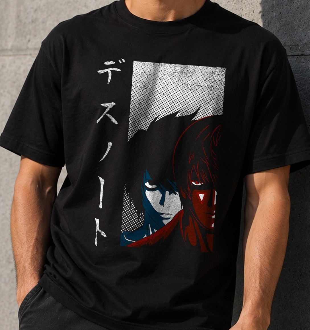 Camiseta Psychological Battle – L y Light de Death Note (negra)