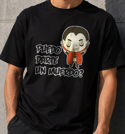 Camiseta Puedo darte un muerdo – Vampiro para Halloween (negra)