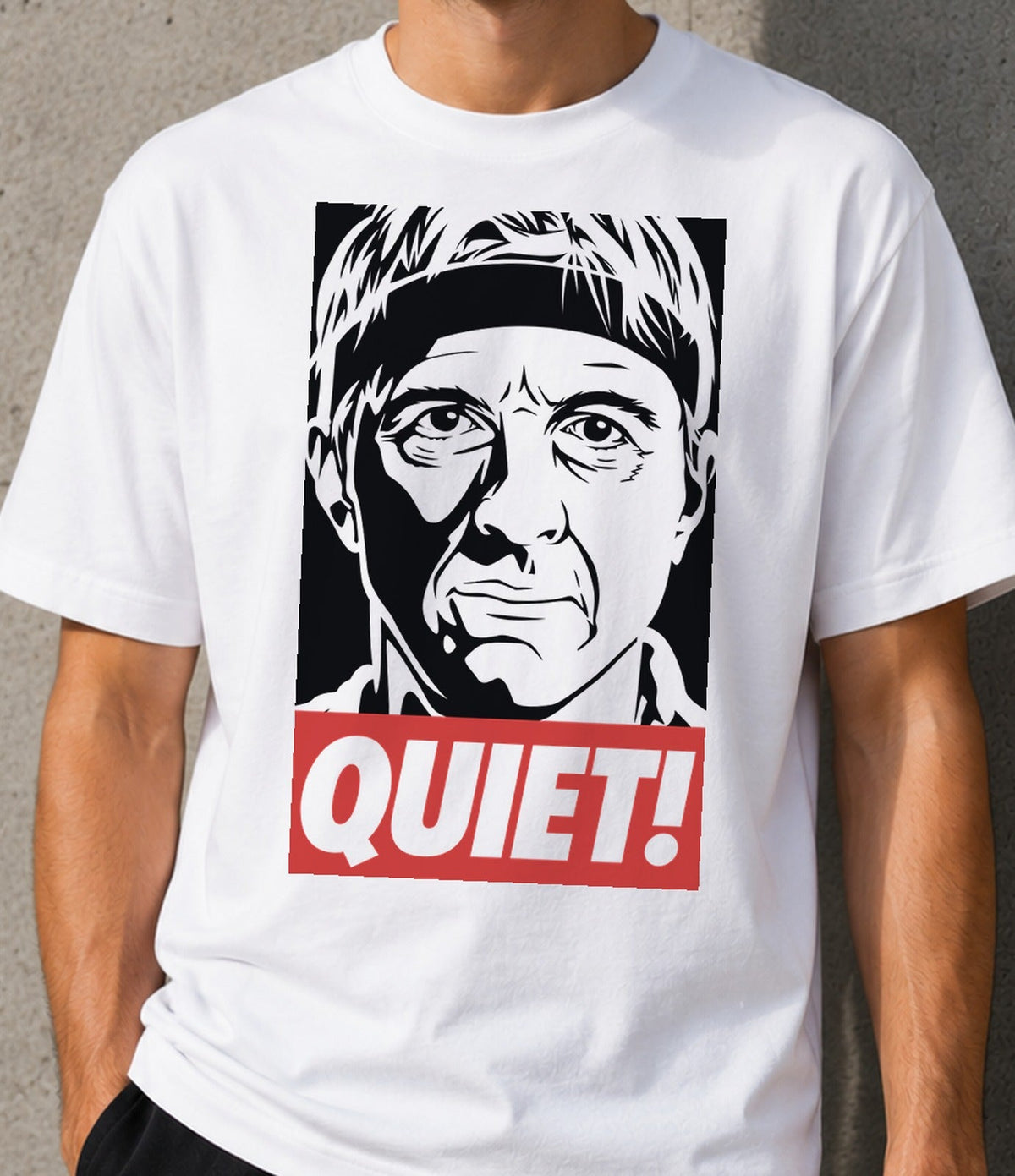 Camiseta Quiet – Frase para Cascarrabias (blanca)