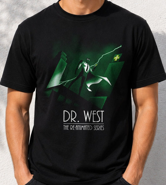 Camiseta Re-Animated Series – Dr. West Terror Ochentero (negra)