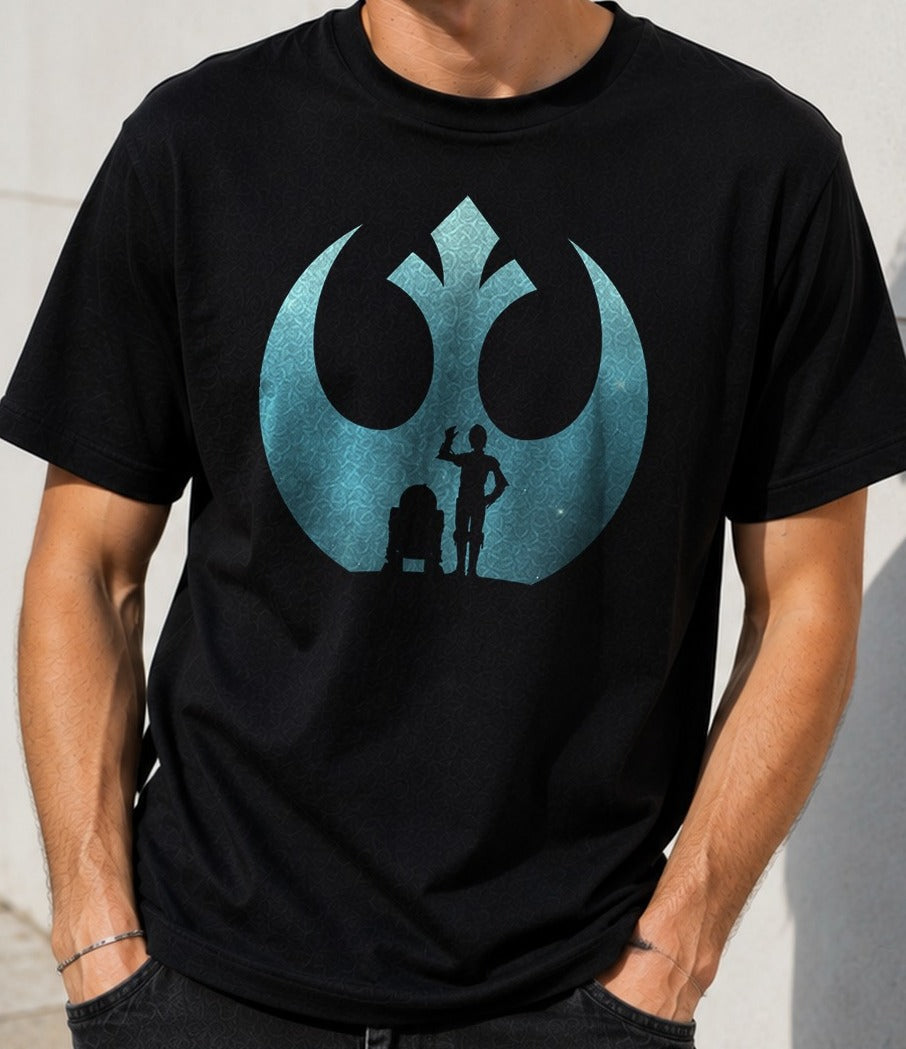Camiseta Rebel Droids – R2-D2 y C-3PO de Star Wars (negra)