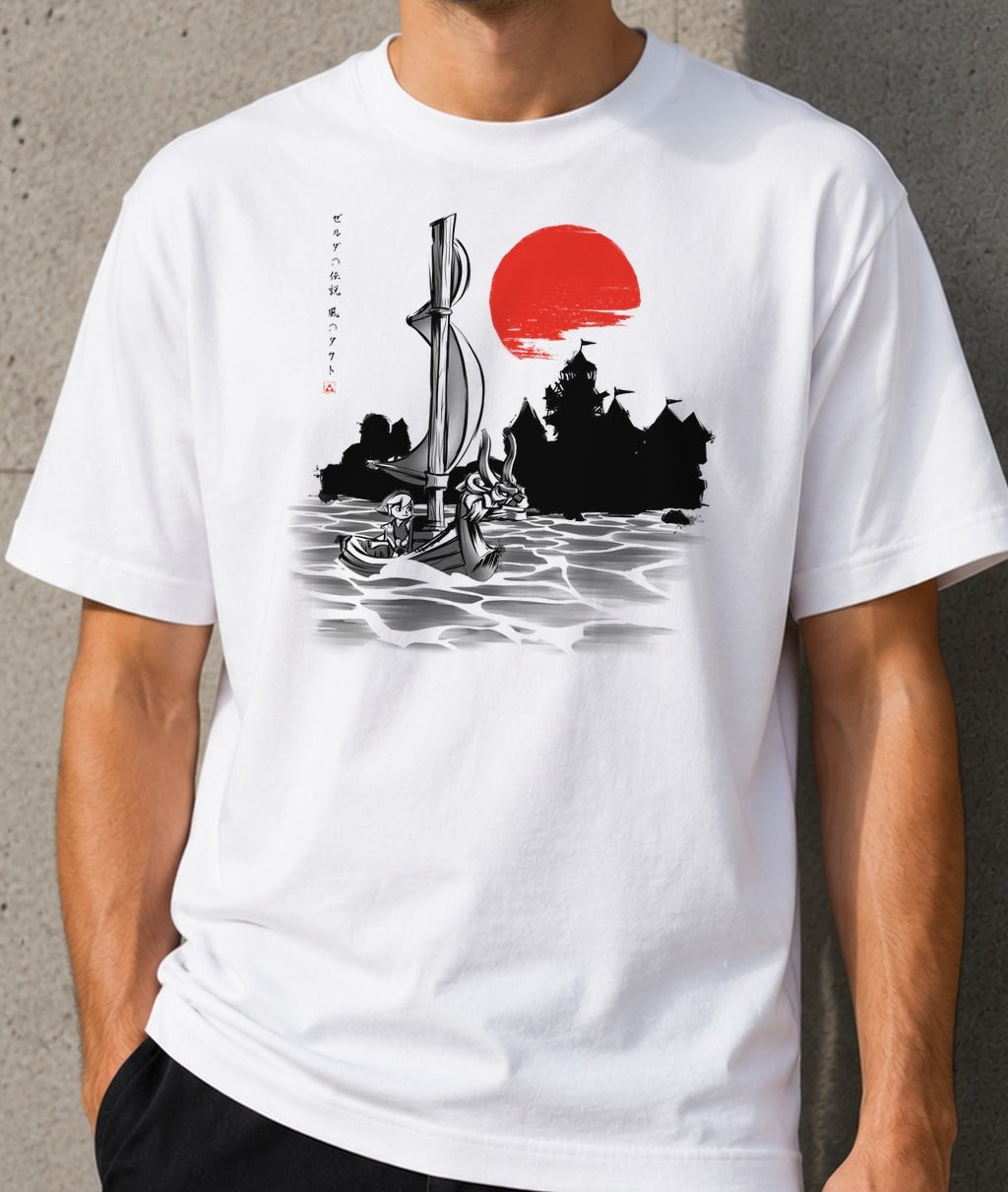 Camiseta Red Sun Hero – Zelda Wind Waker (blanca)