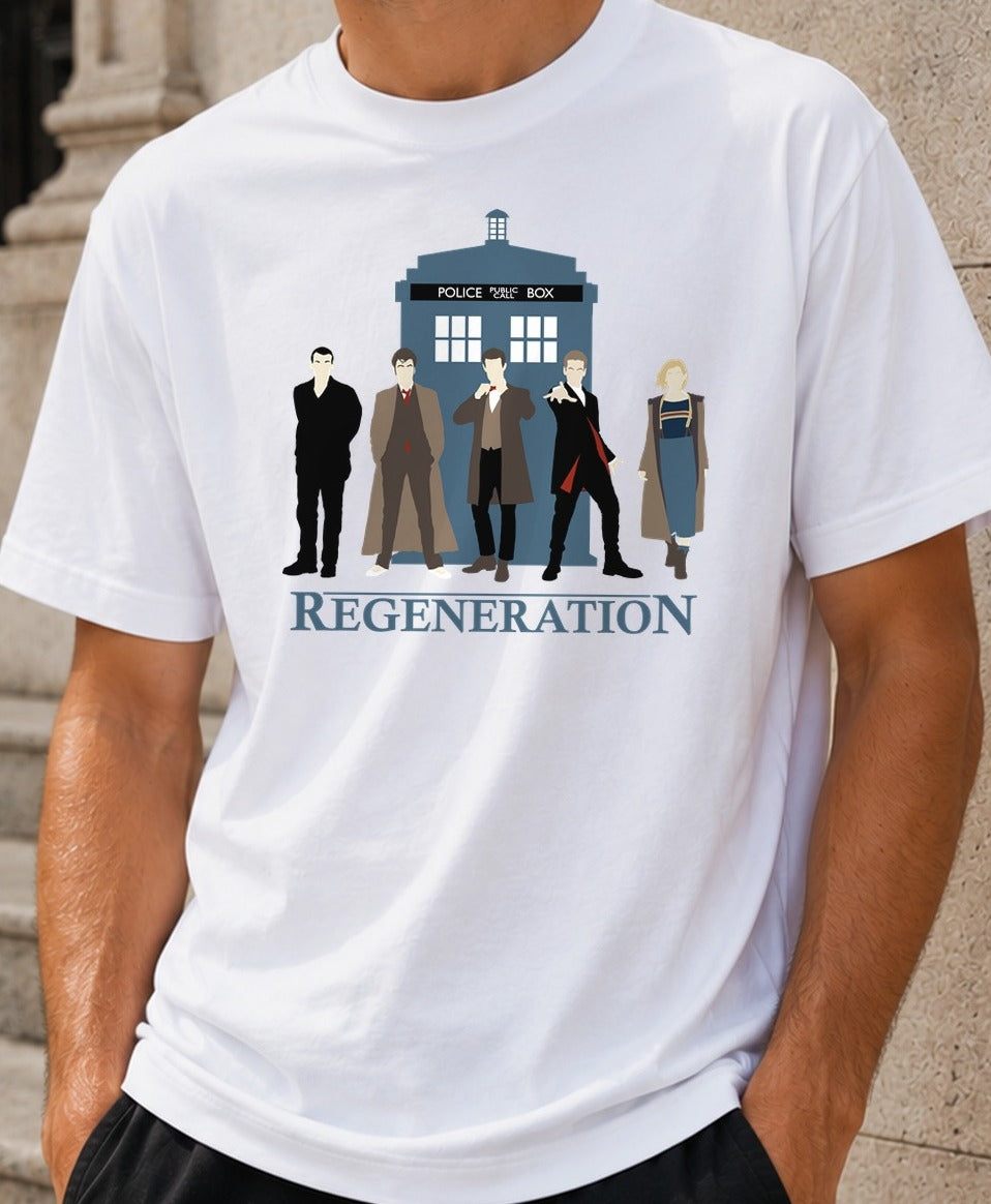 Camiseta Regeneration – Doctor Who (blanca)