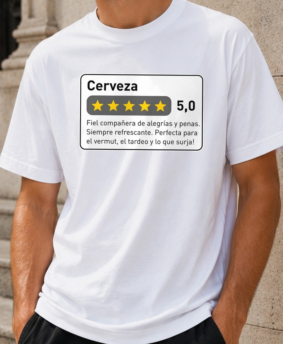 Camiseta Reseña Cerveza – Regalo para cerveceros (blanca)