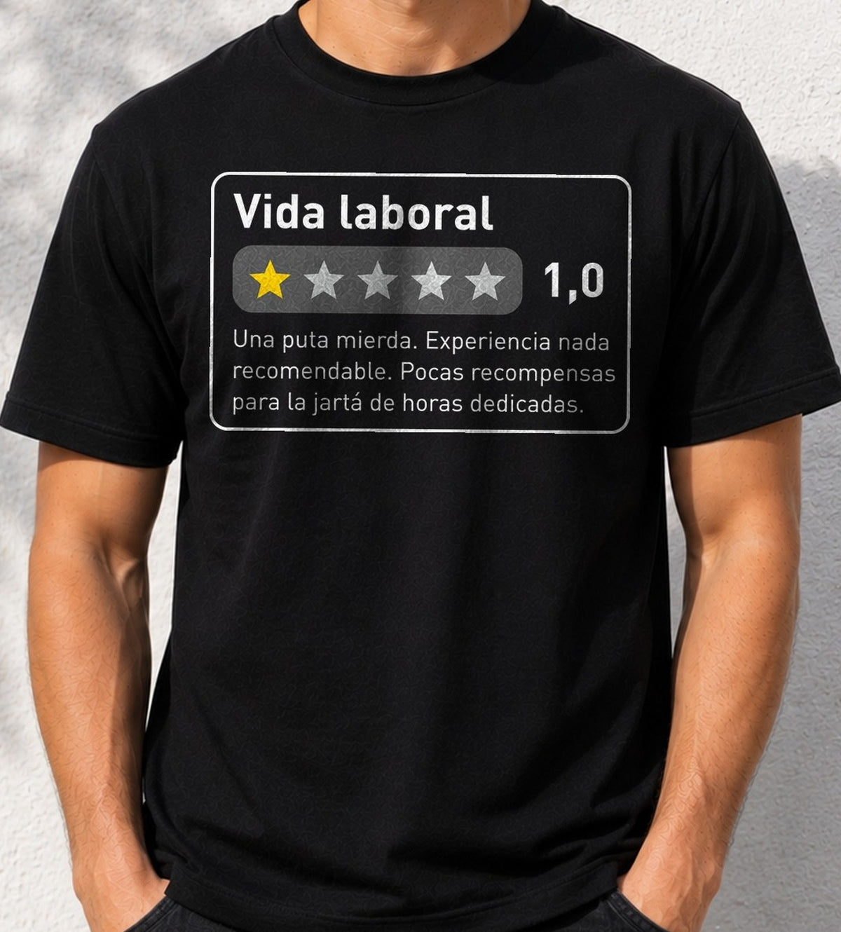 Camiseta Reseña Vida Laboral – Regalo para currantes (negra)
