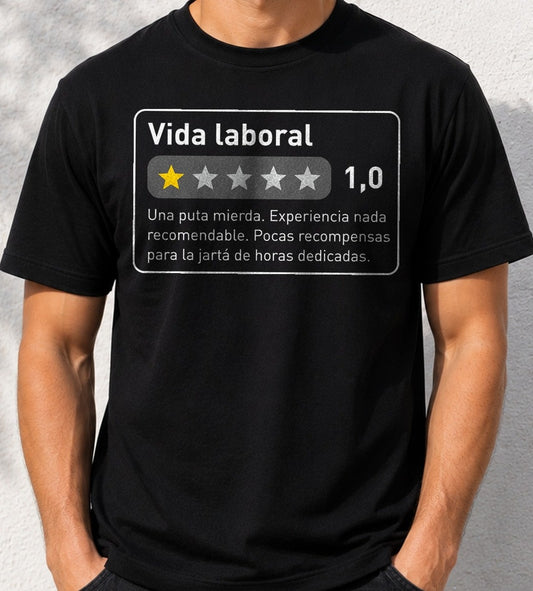 Camiseta Reseña Vida Laboral – Regalo para currantes (negra)