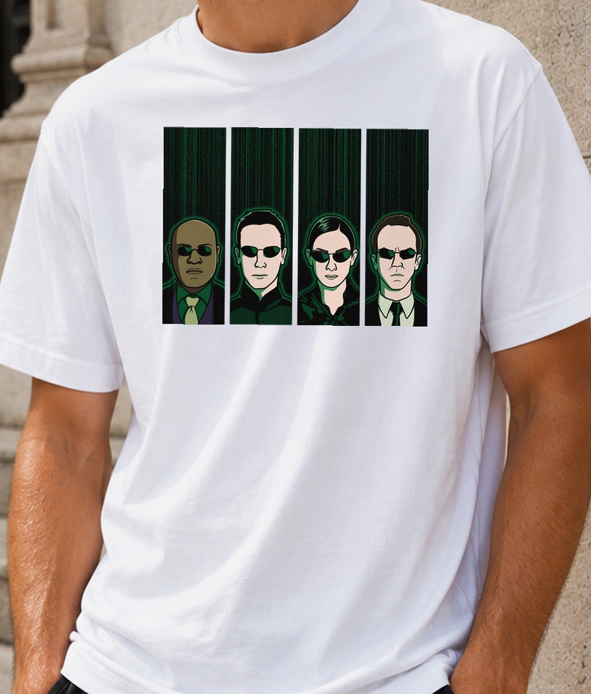 Camiseta Reservoir Matrix – Ciencia Ficción y Código Verde (blanca)