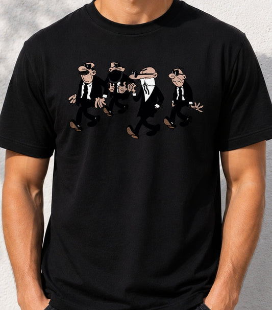 Camiseta Reservoir Merluzos – Parodia de Cine de Gánsteres (negra)