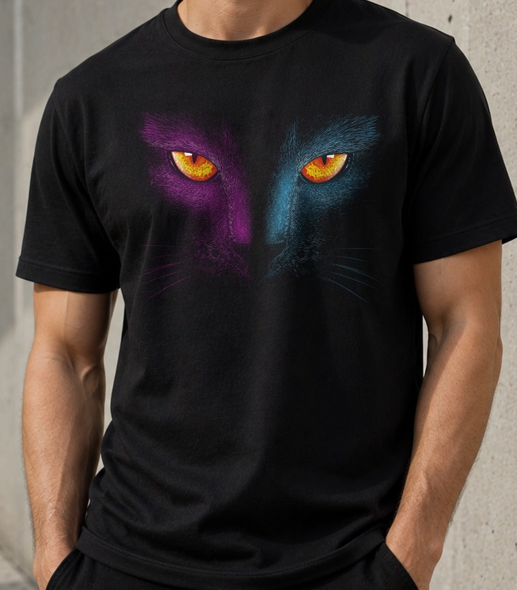 Camiseta Retro Cat – Amantes de los Gatos (negra)