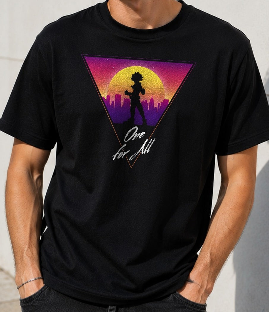 Camiseta Retro Deku – My Hero Academia (negra)