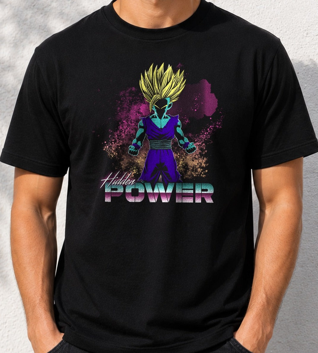 Camiseta Retro Hidden Power – Gohan de Dragon Ball Z (negra)