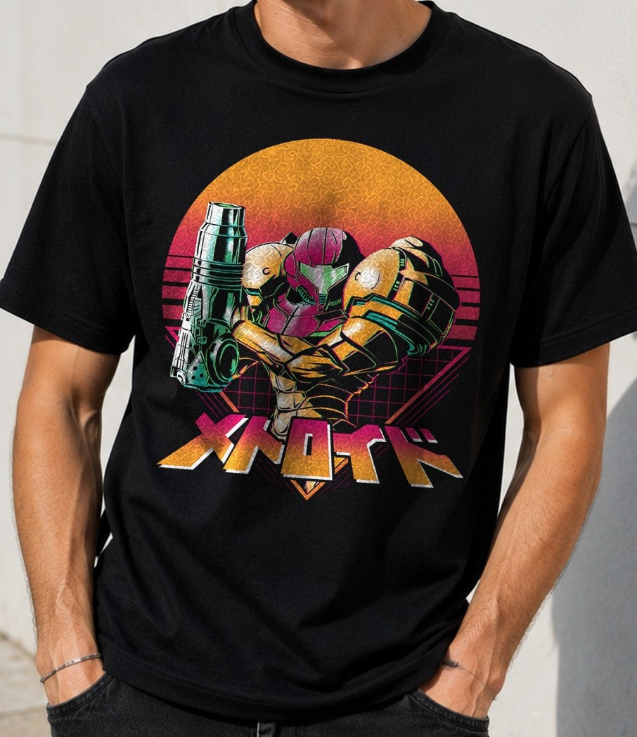 Camiseta Retro Hunter – Samus de Metroid (negra)