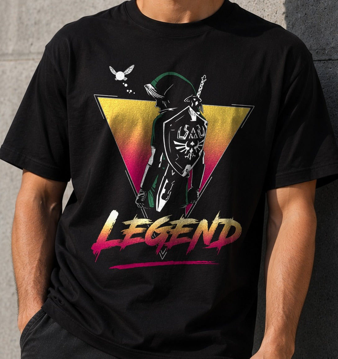 Camiseta Retro Legendary Hero – Zelda (negra)