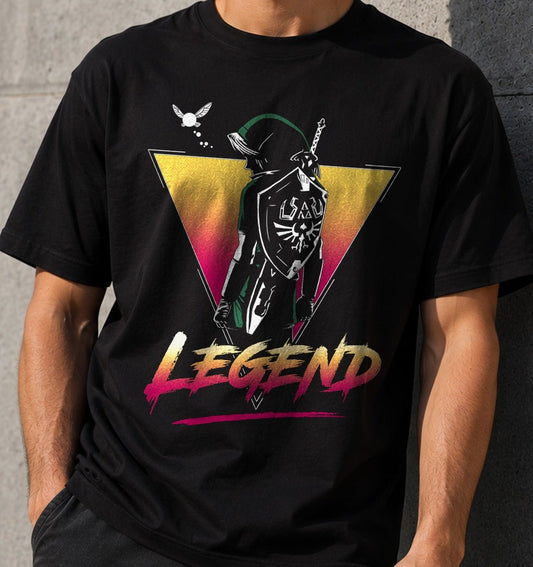 Camiseta Retro Legendary Hero – Zelda (negra)