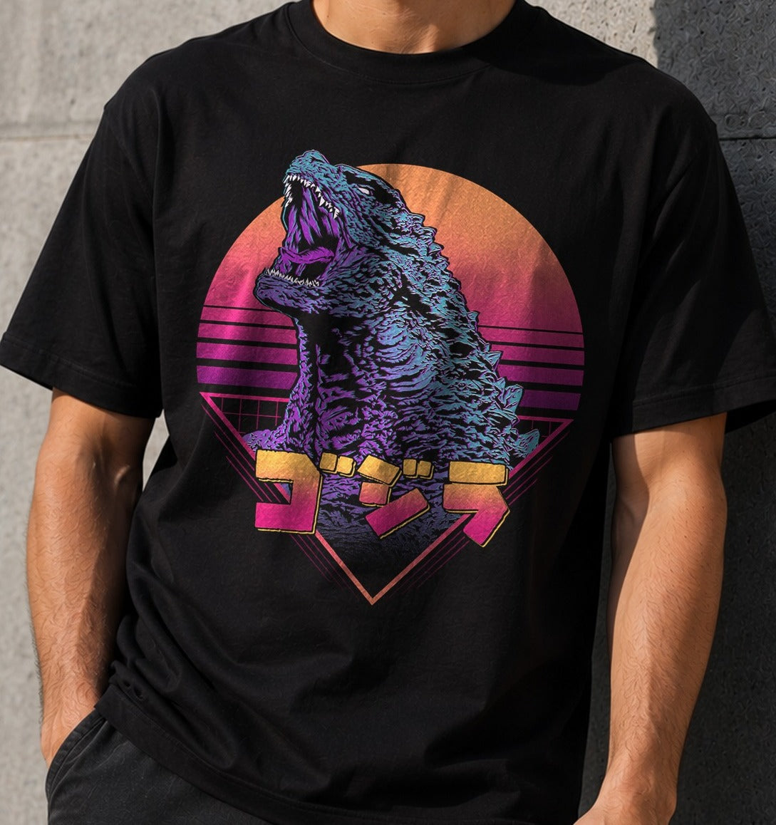 Camiseta Retro Monster – Godzilla (negra)
