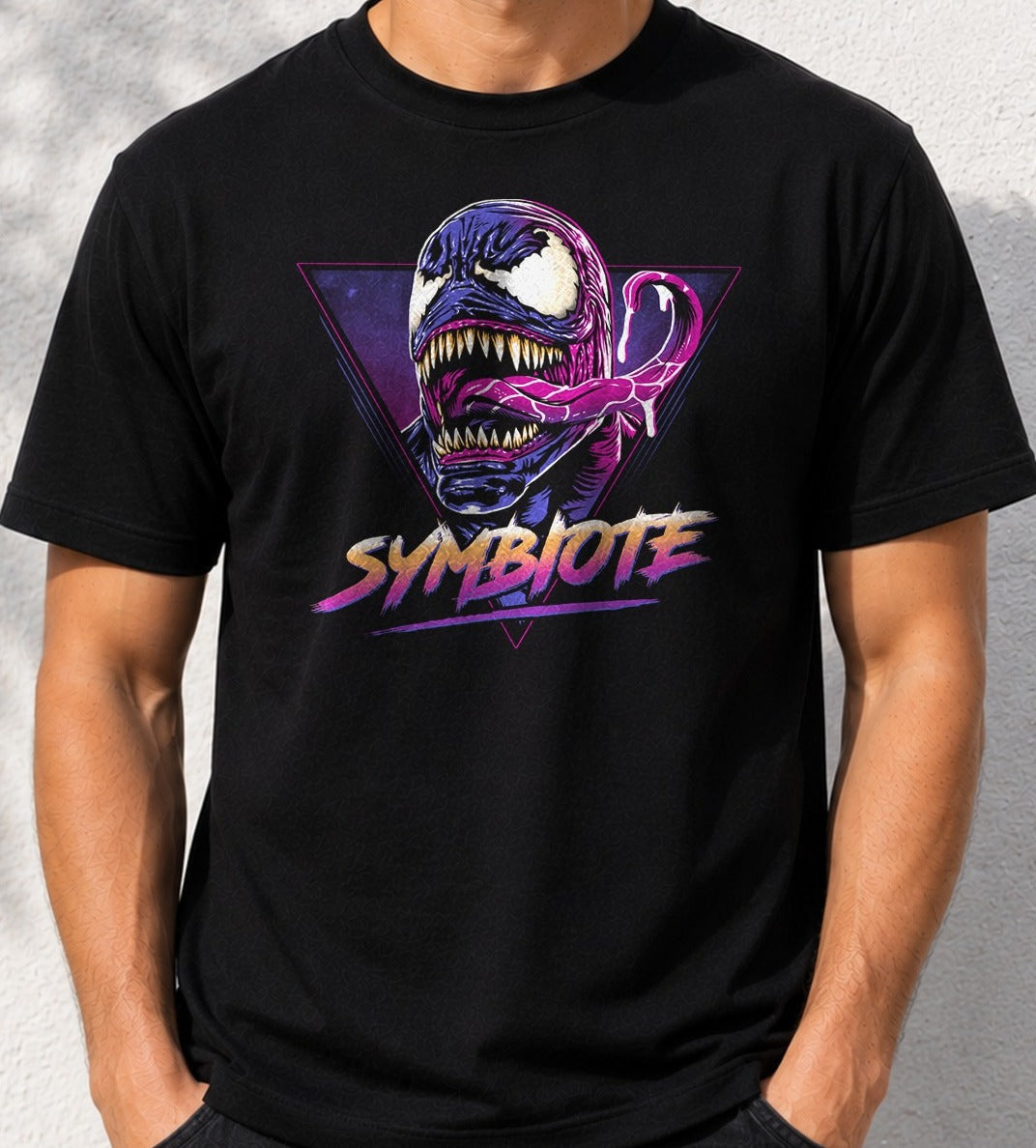 Camiseta Retro Symbiote – Venom de Marvel (negra)