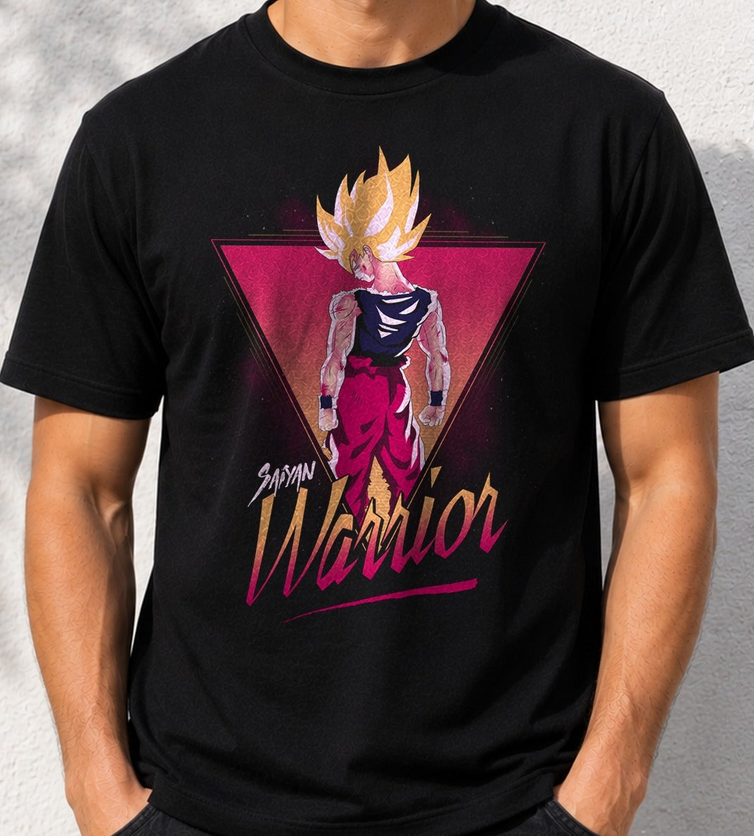 Camiseta Retro Warrior – Goku Super Saiyan de Dragon Ball (negra)
