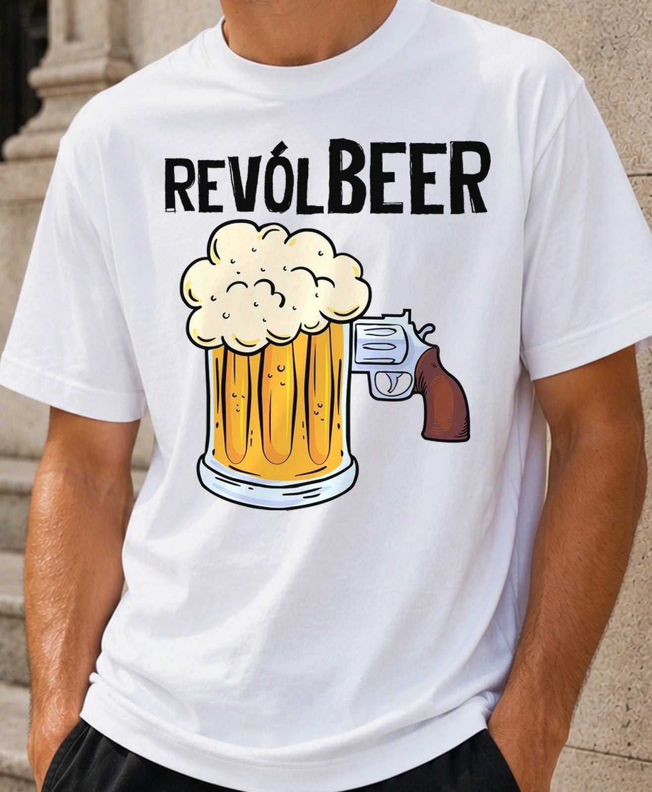 Camiseta Revolbeer – Regalo para amantes de la cerveza (blanca)