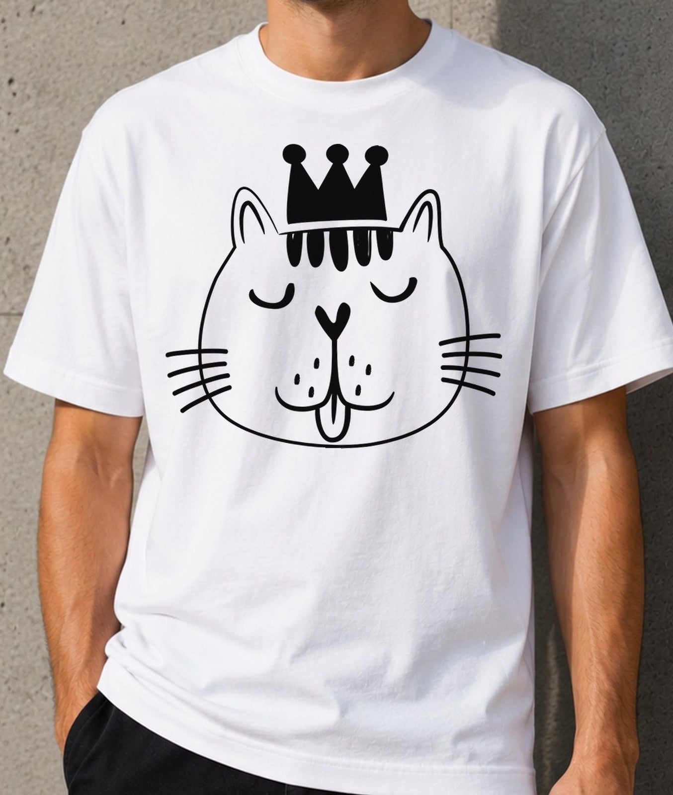 Camiseta El Rey de la Casa – Regalo para amantes de los gatos (blanca)