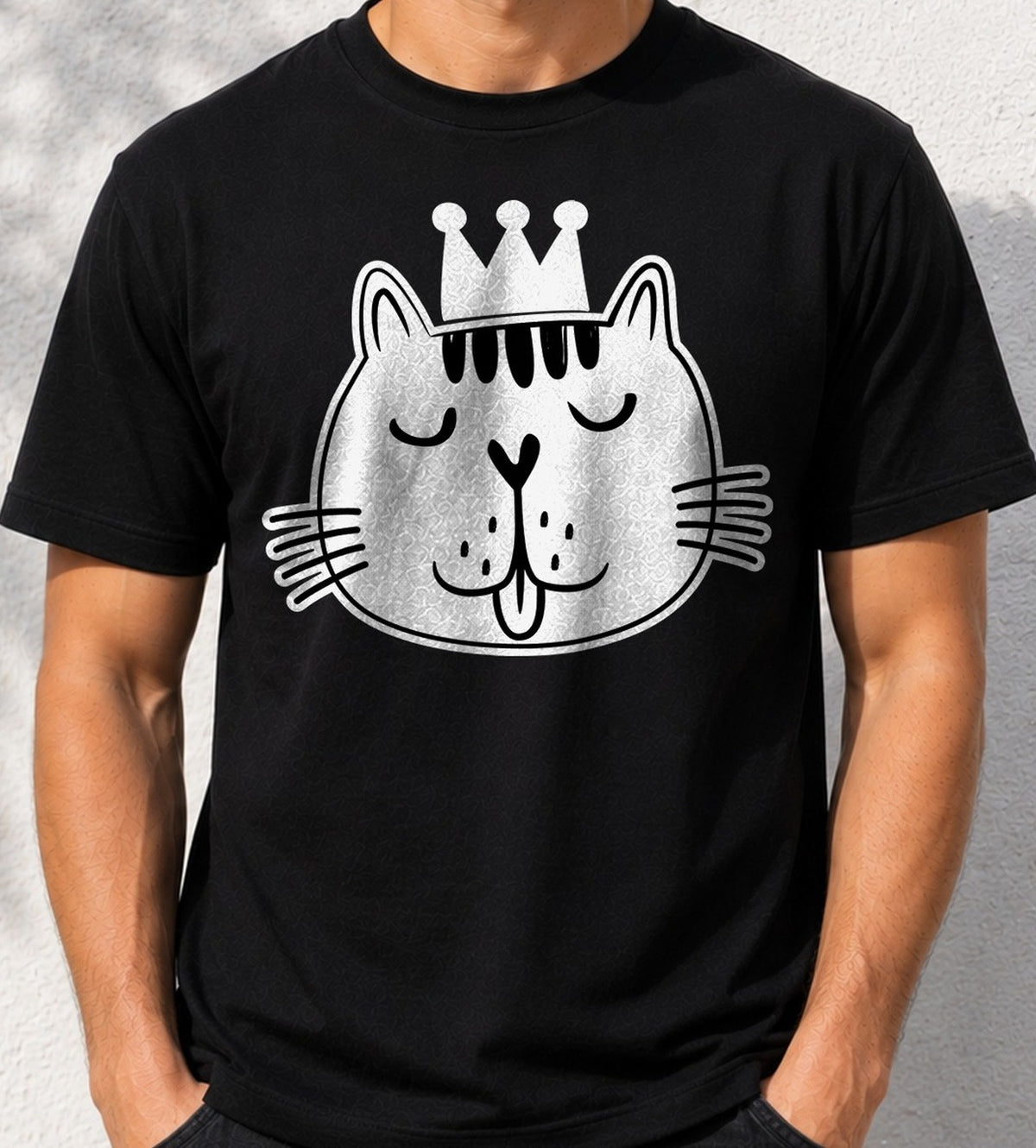 Camiseta El Rey de la Casa – Regalo para amantes de los gatos (negra)