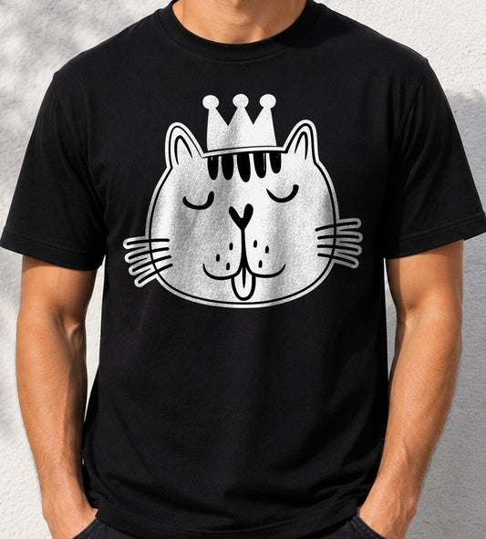 Camiseta El Rey de la Casa – Regalo para amantes de los gatos (negra)