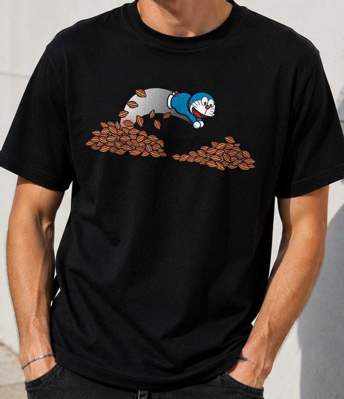 Camiseta Rich Cat – Gato Robot y Manga Clásico (negra)