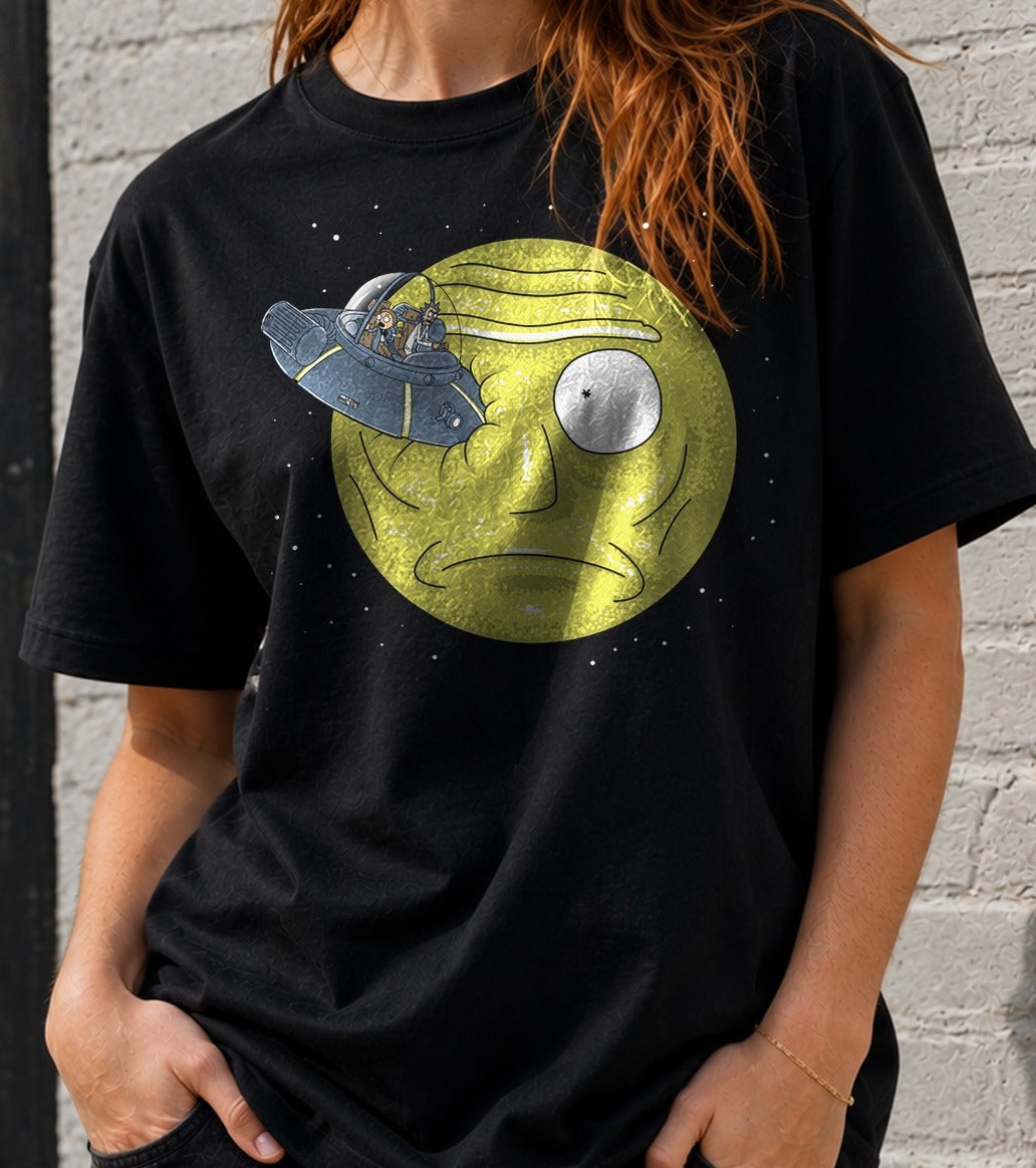 Camiseta Rick to the Moon – Rick y Morty (negra)