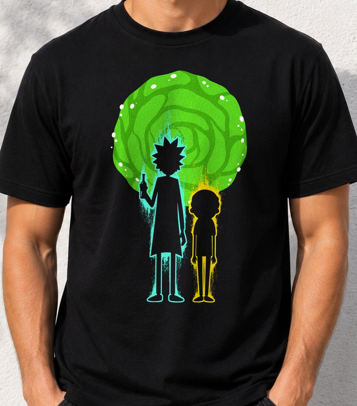 Camiseta Siluetas – Científico Loco y su Nieto (negra)