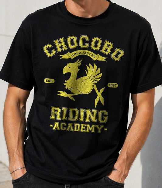 Camiseta Riding Academy – Chocobo de Final Fantasy (negra)