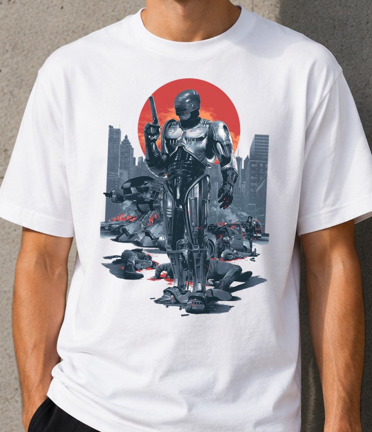 Camiseta RoboCop – Cine de Acción Ochentero (blanca)