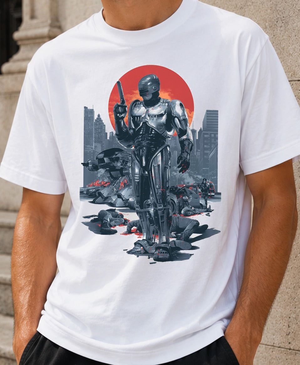 Camiseta RoboCop – Cine de Acción Ochentero (blanca)