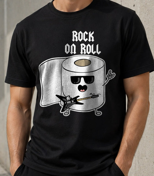 Camiseta Rock On Roll – Regalo para rockeros (negra)