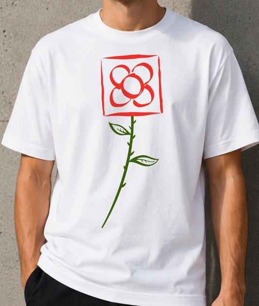 Camiseta Rosa de Barcelona – Regalo para Sant Jordi (blanca)