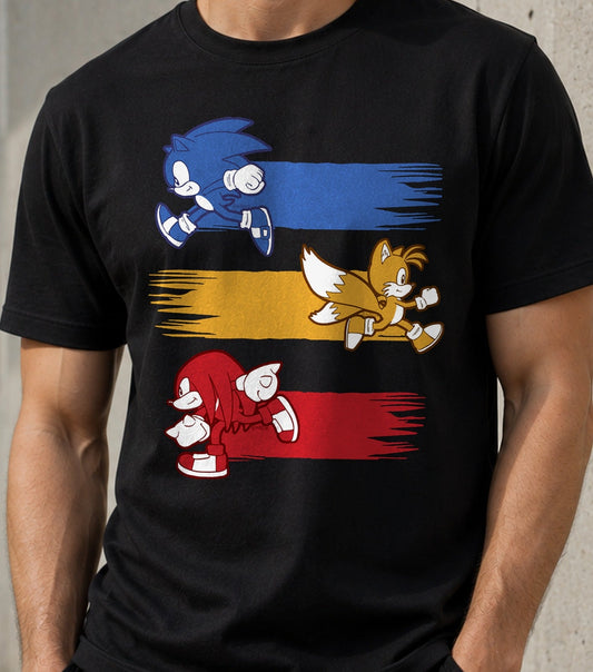 Camiseta Runners – Trío Veloz de Videojuego Retro (negra)
