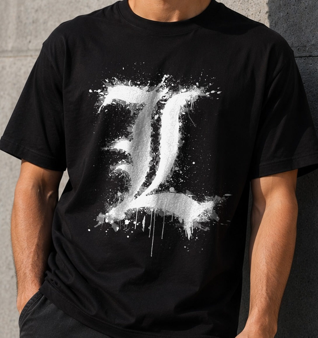 Camiseta Ryuzaki -halftoned – Death Note (negra)