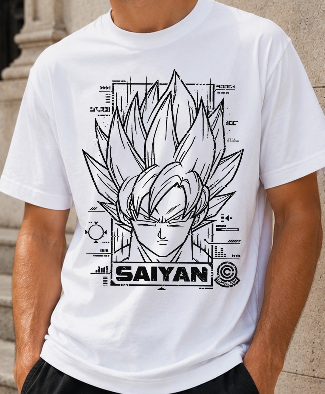 Camiseta Saiyan – Goku Super Saiyan de Dragon Ball Z (blanca)