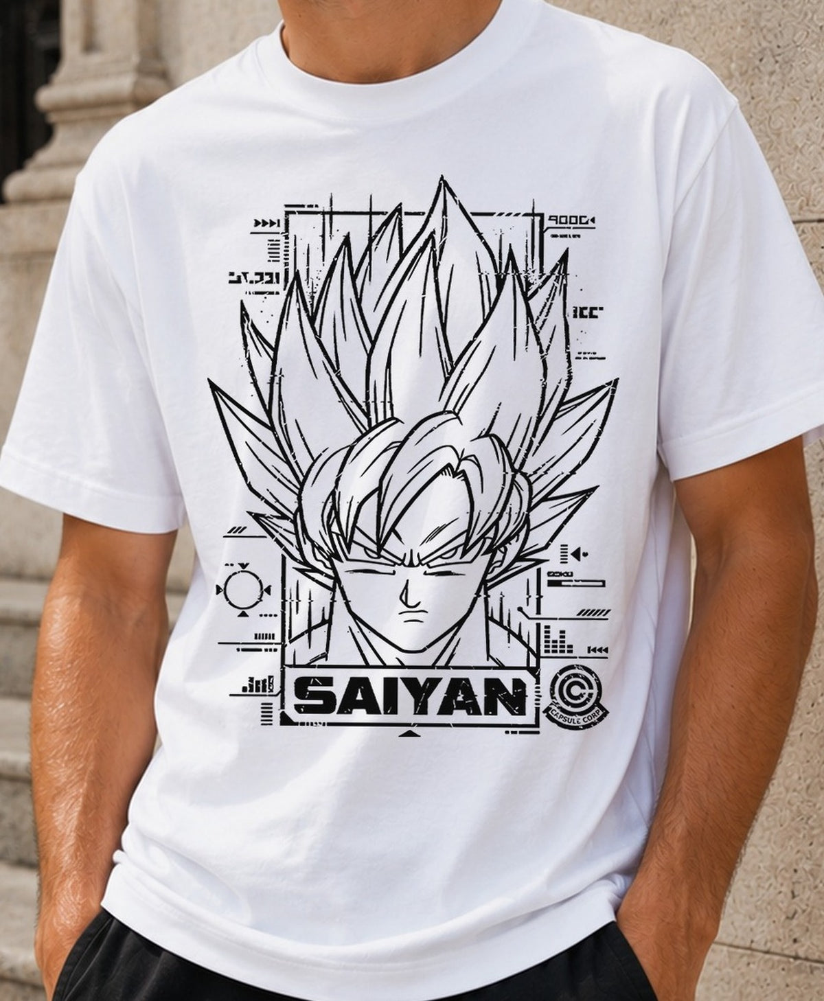 Camiseta Saiyan – Goku Super Saiyan de Dragon Ball Z (blanca)