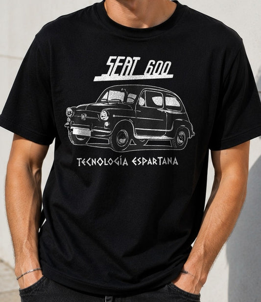 Camiseta SEAT 600 – Tecnología Espartana (negra)