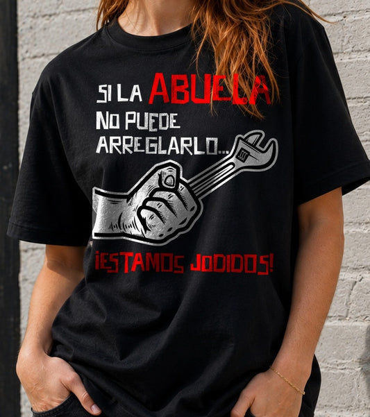 Camiseta Si la abuela no puede – Regalo para Abuelas (negra)