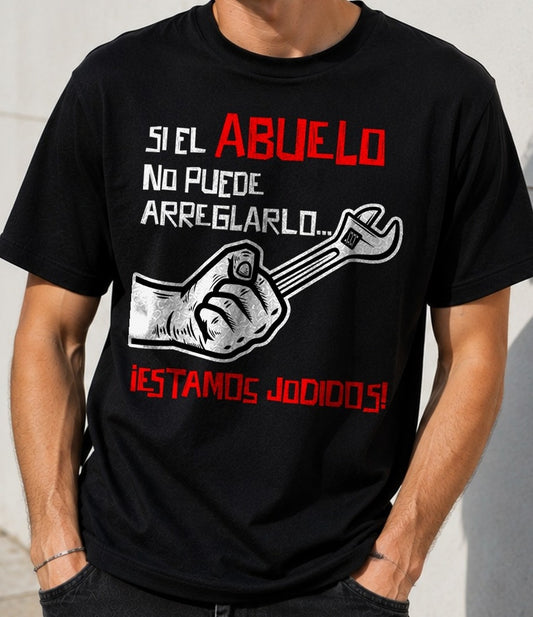 Camiseta Si el Abuelo no Puede – Regalo para Abuelos (negra)