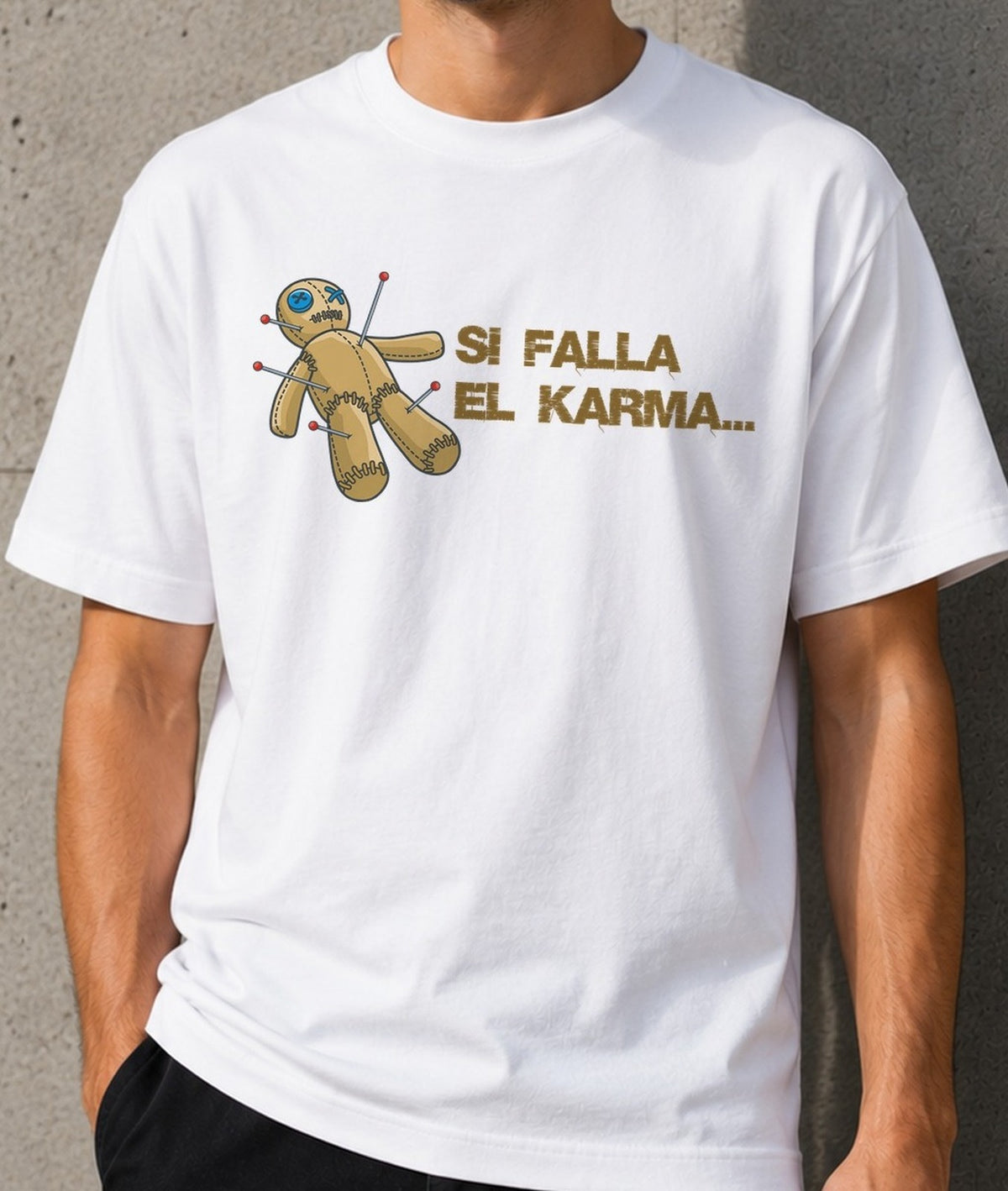 Camiseta Si Falla El Karma – Regalo con humor negro (blanca)