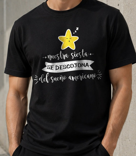 Camiseta La Siesta Estrella – Regalo para amantes de la siesta (negra)