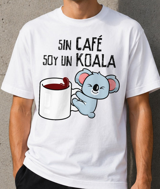 Camiseta Sin Café Soy un Koala – Regalo para cafeteros (blanca)