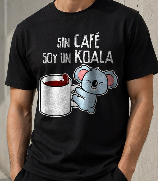 Camiseta Sin Café Soy un Koala – Regalo para cafeteros (negra)