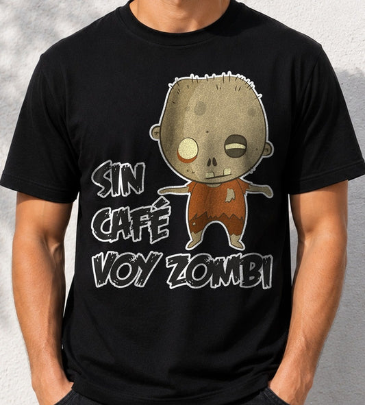 Camiseta Sin Café Voy Zombi – Regalo para adictos al café (negra)