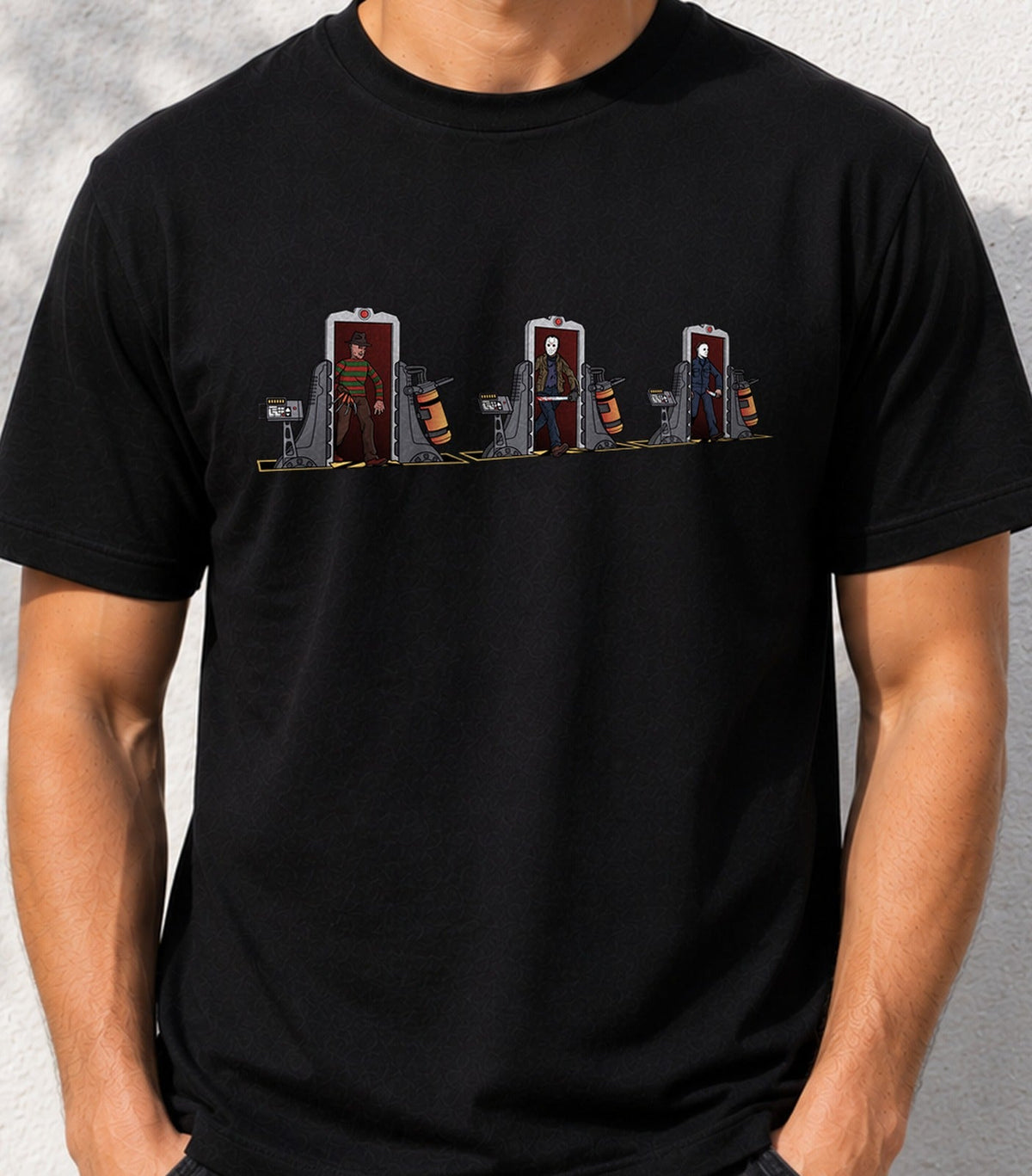 Camiseta Slashers, Inc – Terror Clásico en el Aeropuerto (negra)
