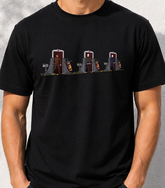 Camiseta Slashers, Inc – Terror Clásico en el Aeropuerto (negra)