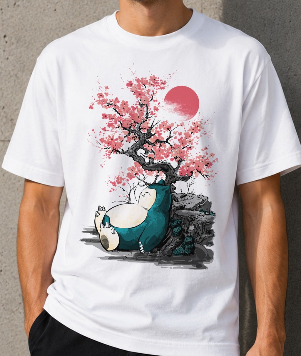 Camiseta Sleeping Under the Tree – Snorlax de Pokémon (blanca)