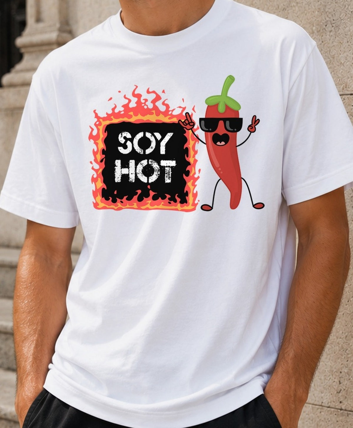 Camiseta Soy Hot – Regalo con Humor Picante (blanca)